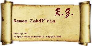 Remes Zakária névjegykártya